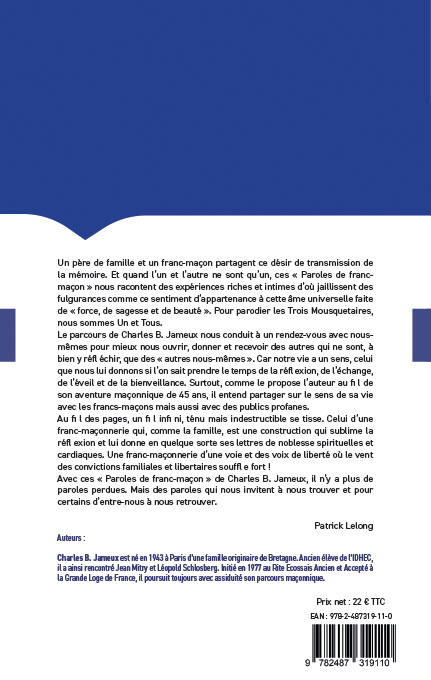 Paroles de franc-maçon : mémoires maçonniques et libertaires (nouvelle édition)