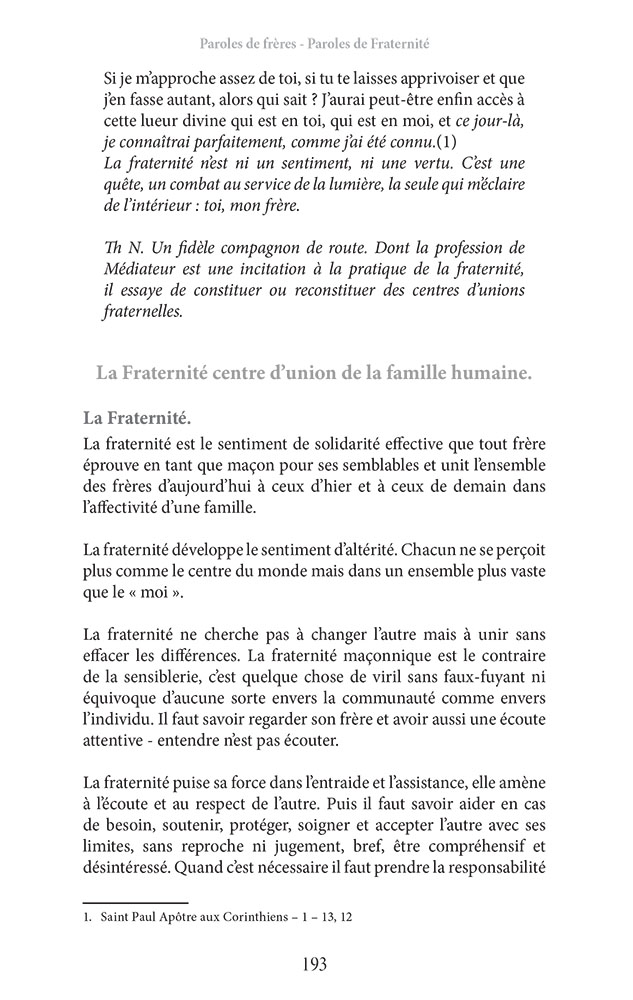 La Fraternité au cœur de la Franc-Maçonnerie