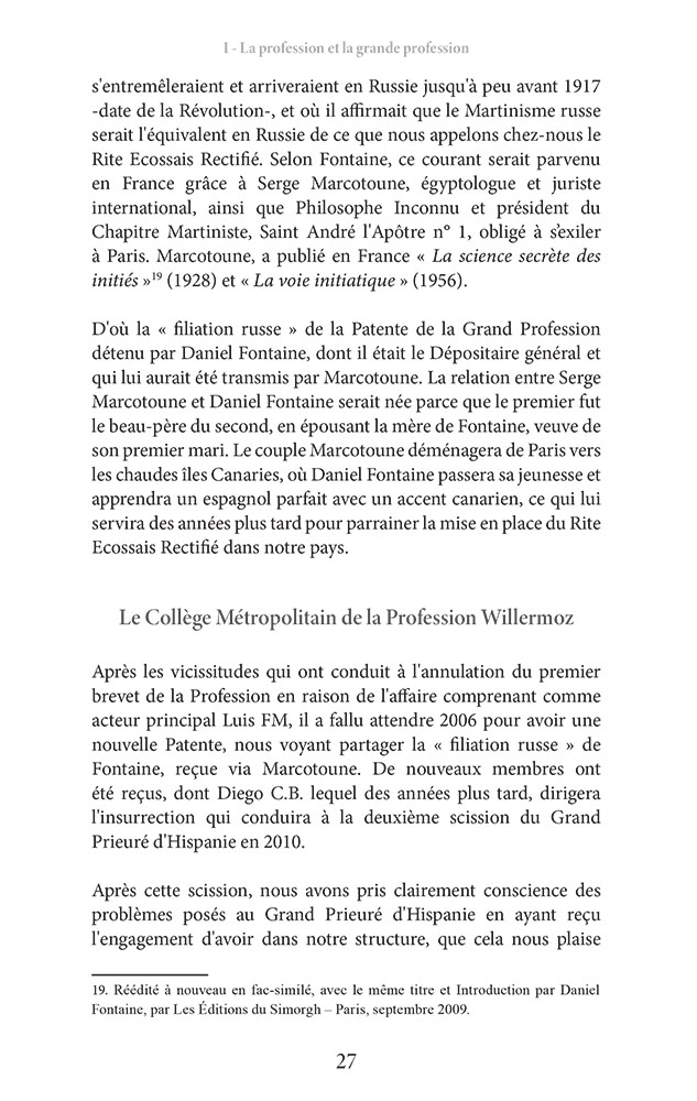 La Grande Profession du Rite Écossais Rectifié
