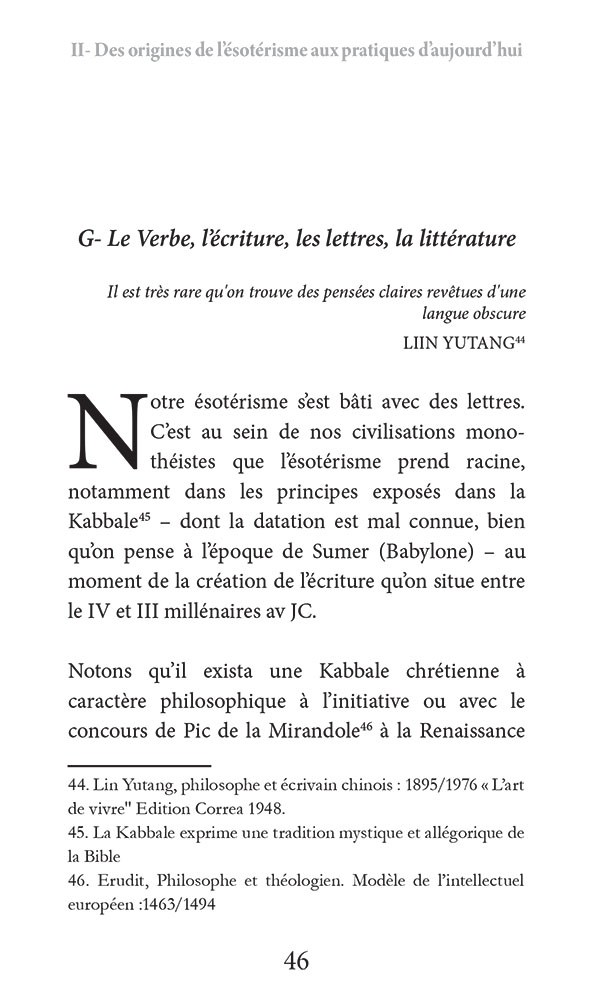 Ouverture a l'ésotérisme